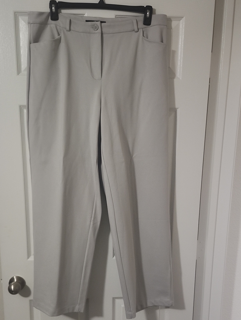 Ashley Stewart Light Gray Straight-Leg Trousers
